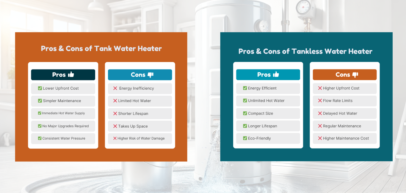 pros cons tankless vs tank